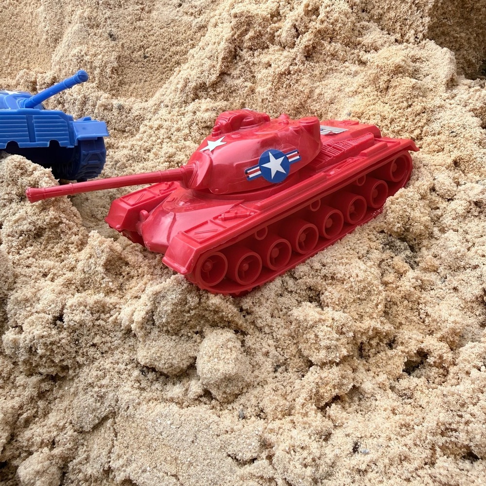 Pair‎ of Tim Mee Toy Patton M48 Tanks - Red & Blue - Made in USA - WWII Military